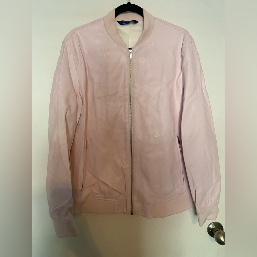 Zara Light Pink leather Bomber Jacket, like brand new, dry cleaned.